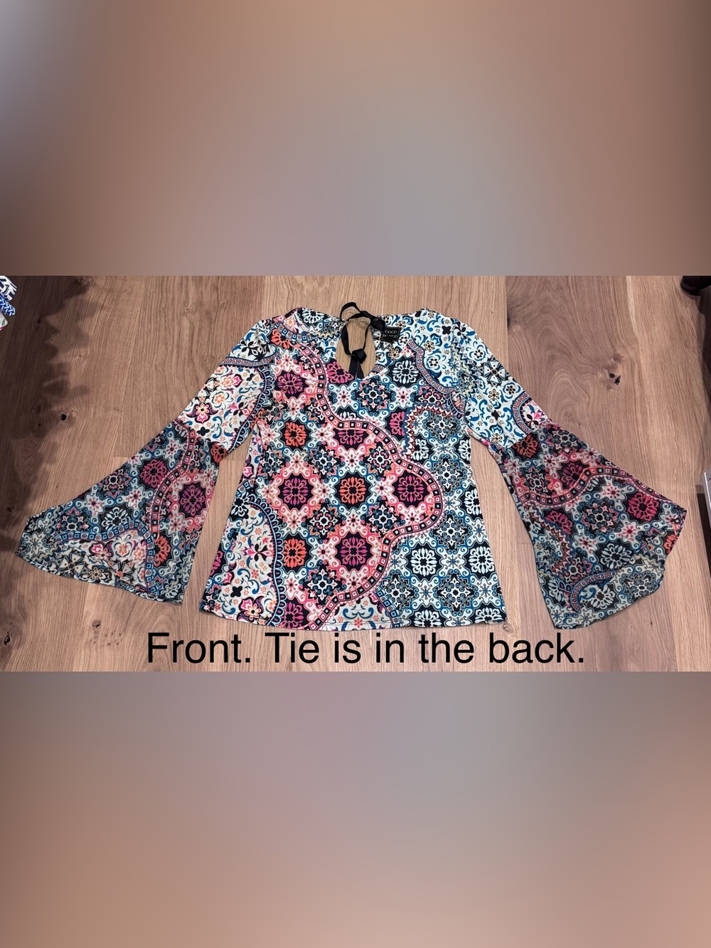 Coco Bianco Multicolor Paisley Bell-Sleeve Blouse